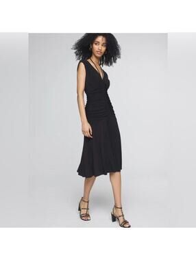 NWT WHBM Ruched Tie-Shoulder Midi Dress